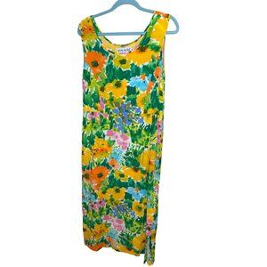 Jams World Womens Size M Vibrant Multicolor Floral Sleeveless Midi Shift Dress